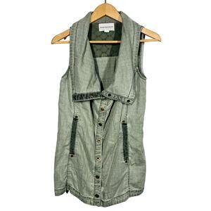 Marrakech Clothing Sleeveless Snap Front Top Cowl Neck Convertible Pockets - XS